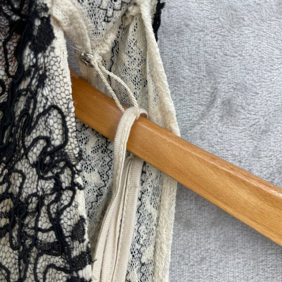 Free People Cream Black Lace Fit & Flare Mini Dress Keyhole Back - Picture 8 of 15